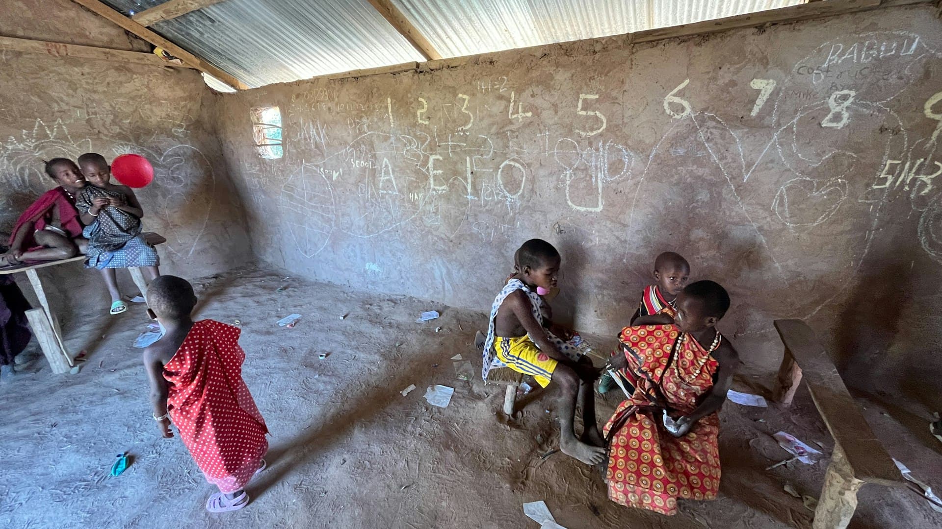 Children in rural classroom learning together